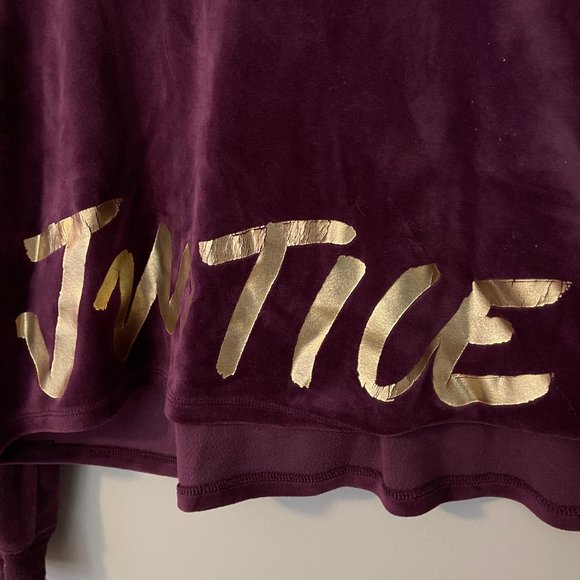 Velour burgundy purple cropped sweatshirt Justice - Size 18 - Picture 2 of 5